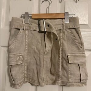 Y2k Beige Cargo Mini Skirt with Belt
